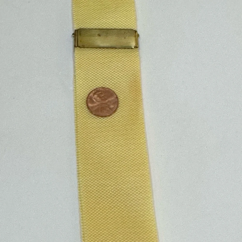 🌟HP🌟VTG 1980s-90s Dooney & Bourke Yellow Silk Leather Suspenders Braces Button - Picture 8 of 9
